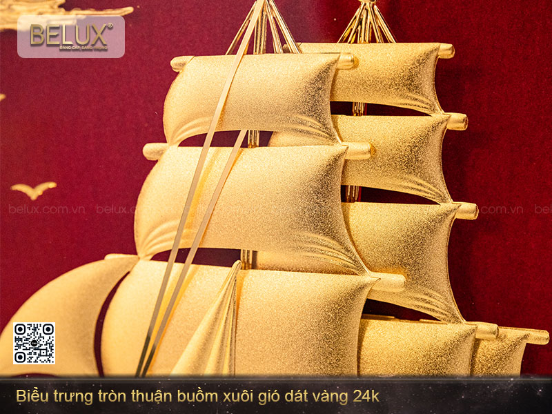 Biểu trưng tròn thuận buồm xuôi gió dát vàng 24k